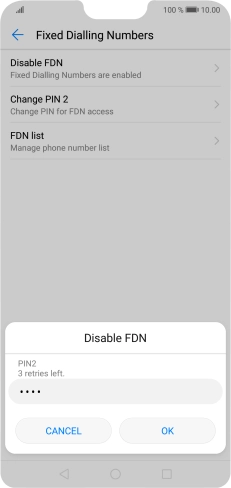 Key in your PIN2 and press OK. The default PIN2 is 0000.