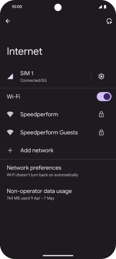 Press the required Wi-Fi network.