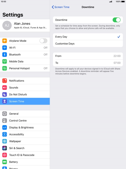 Press the indicator next to 