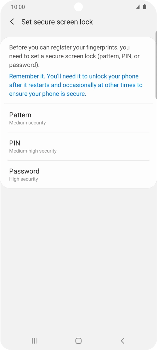 Press the required phone lock code and follow the instructions on the screen to create an additional phone lock code.