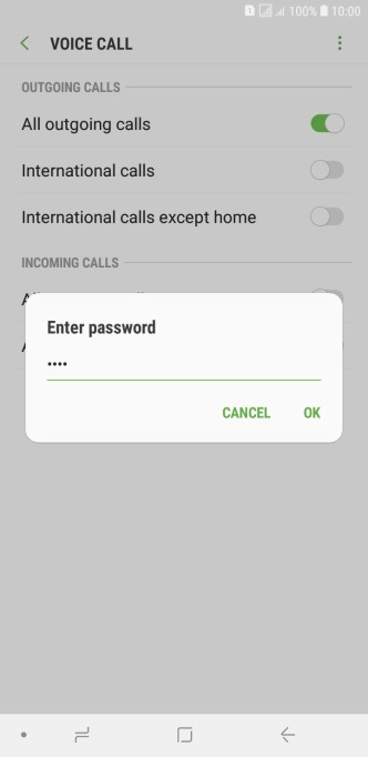 Key in your barring password and press OK.