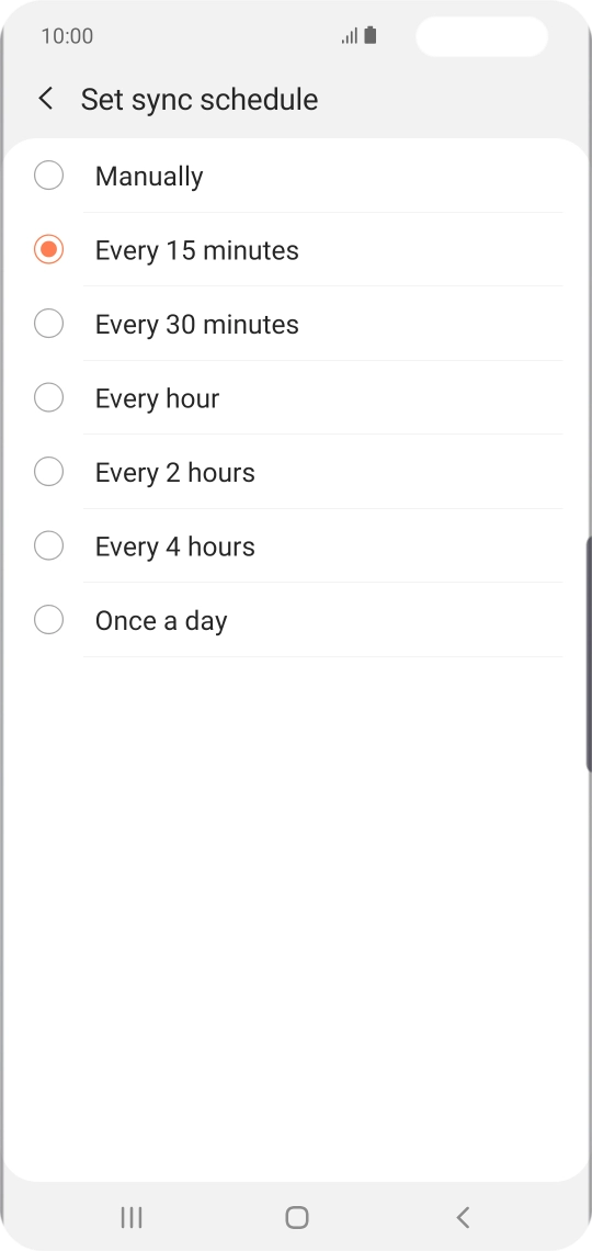 Press the required setting.