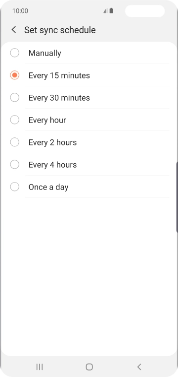 Press the required setting.
