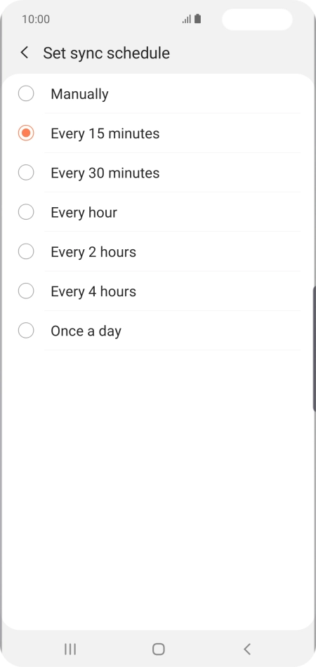 Press the required setting.
