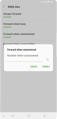 Key in +447953222222 and press ENABLE.