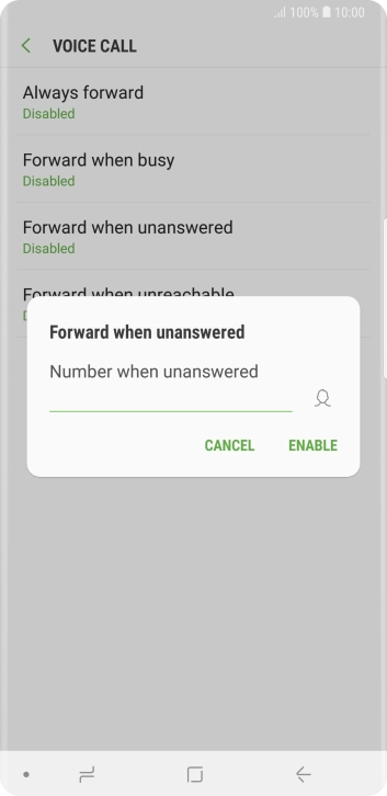 Key in +447953222222 and press ENABLE.