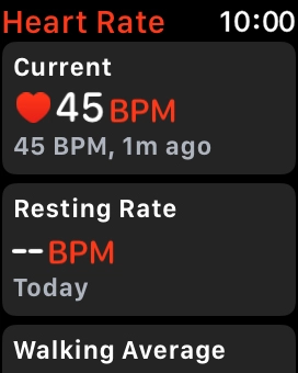 Your current heart rate is displayed below Current.