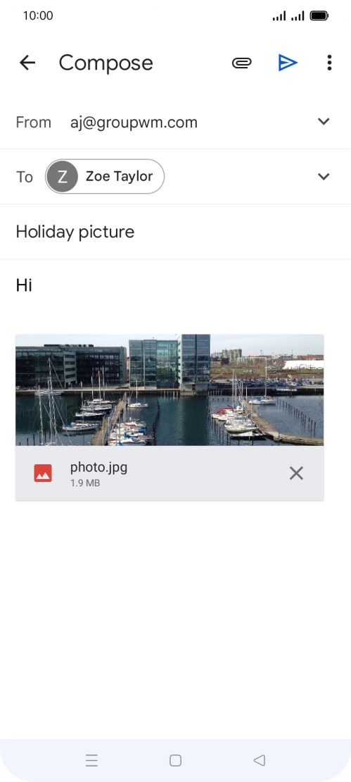 Press the send icon when you've finished your email.