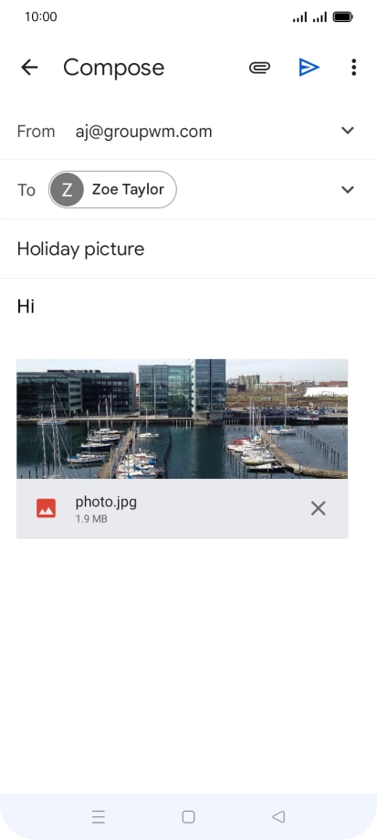 Press the send icon when you've finished your email.