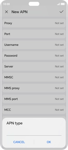 Key in default and press OK.