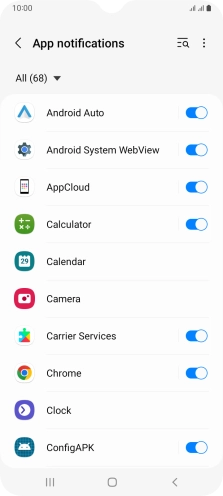 Press the indicators next to the required apps to turn the function on or off.