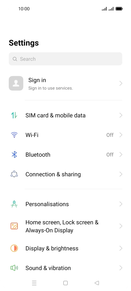 Press Connection & sharing.