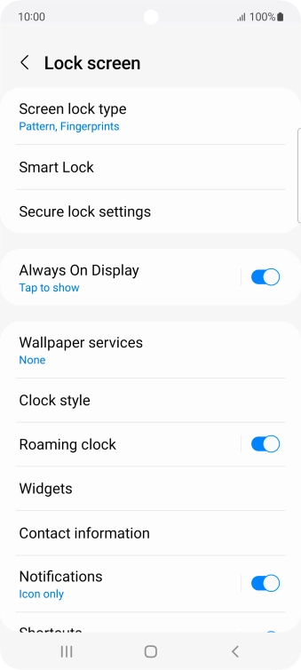 Press Screen lock type and key in the additional phone lock code you created earlier.