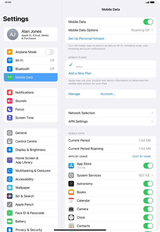 The total data usage is displayed next to Current Period.