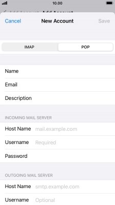 Press Host Name and key in the name of your email provider's incoming server.