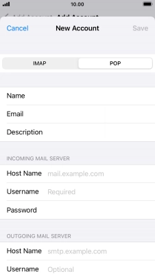 Press Host Name and key in the name of your email provider's incoming server.