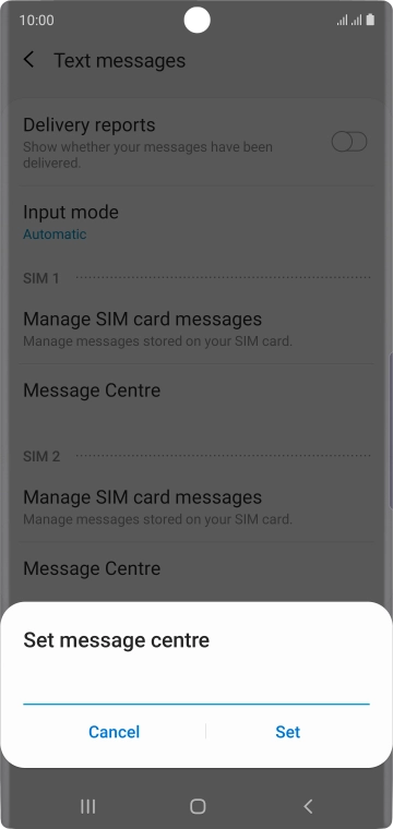 Key in +447958879879 and press Set.