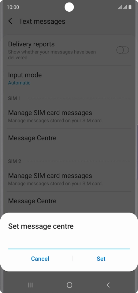 Key in +447958879879 and press Set.