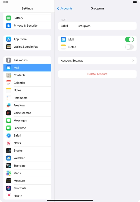 Press Account Settings.