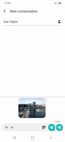 Press the send icon next to the required SIM when you've written your picture message.