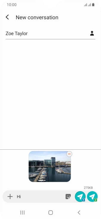 Press the send icon next to the required SIM when you've written your picture message.