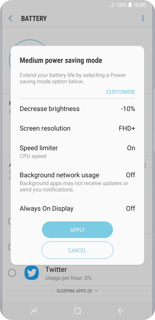 Press APPLY to turn on the function.