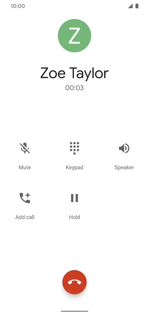 Press the end call icon.