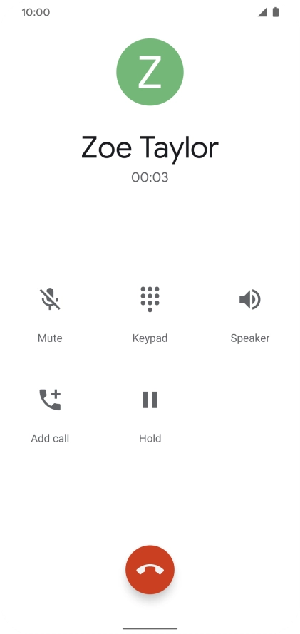 Press the end call icon.