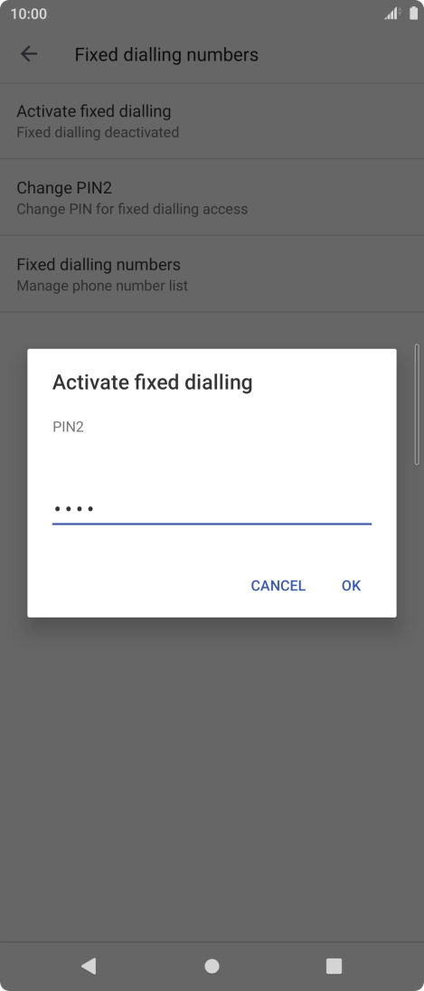 Key in your PIN2 and press OK. The default PIN2 is 0000.