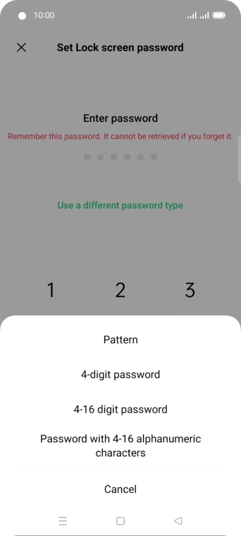 Press the required phone lock code and follow the instructions on the screen to create an additional phone lock code.