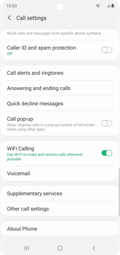 When Wi-Fi calling is active, the Wi-Fi calling icon is displayed.