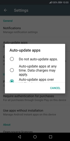 To turn off automatic update of apps, press Do not auto-update apps..