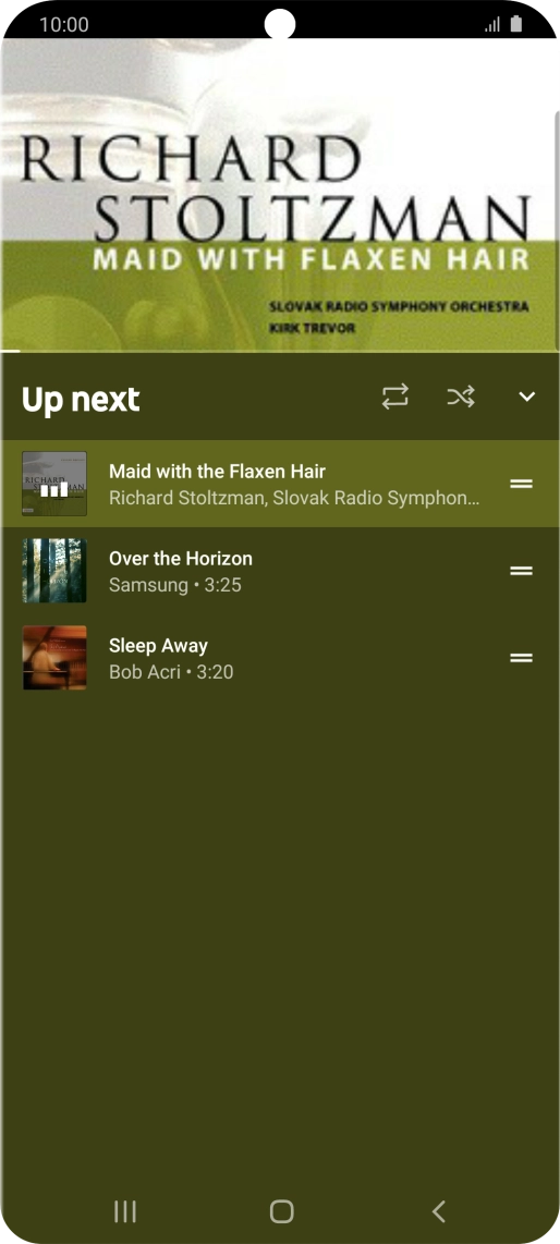 Press the repeat icon to turn the function on or off.