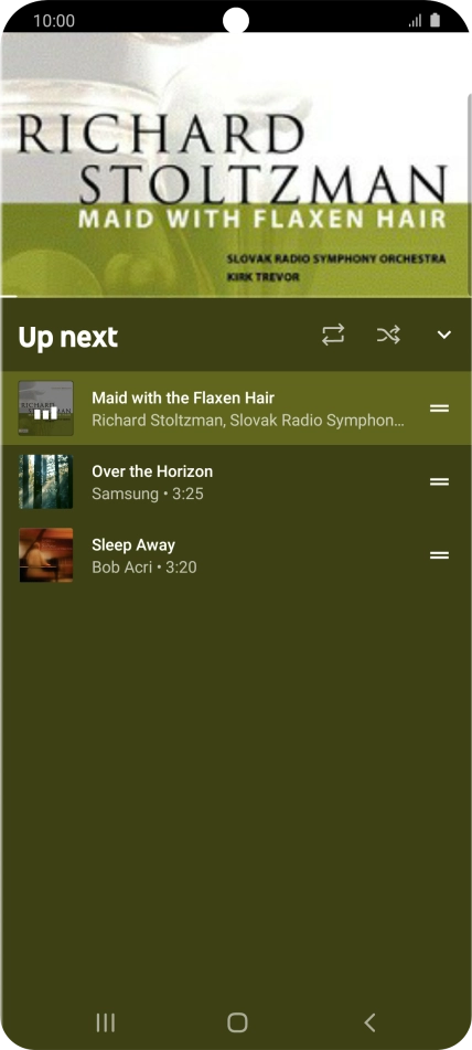 Press the repeat icon to turn the function on or off.