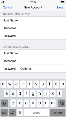 Press Password and key in the password for your email account.