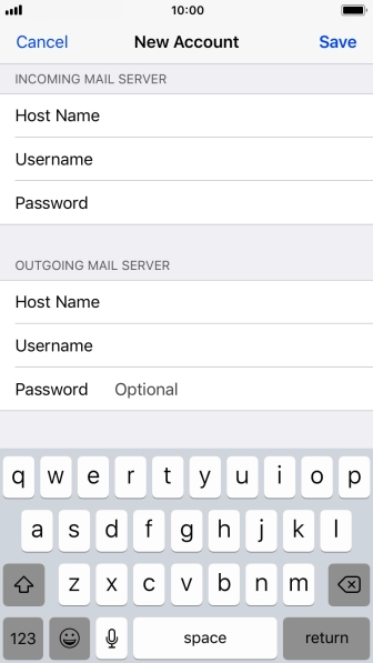 Press Password and key in the password for your email account.