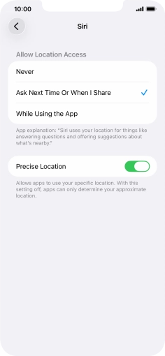 Press the required setting to turn the function on or off.