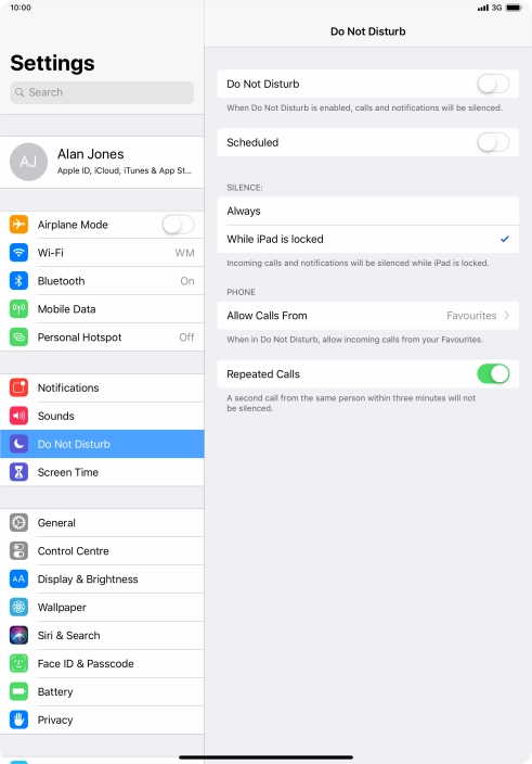 Press the indicator next to 