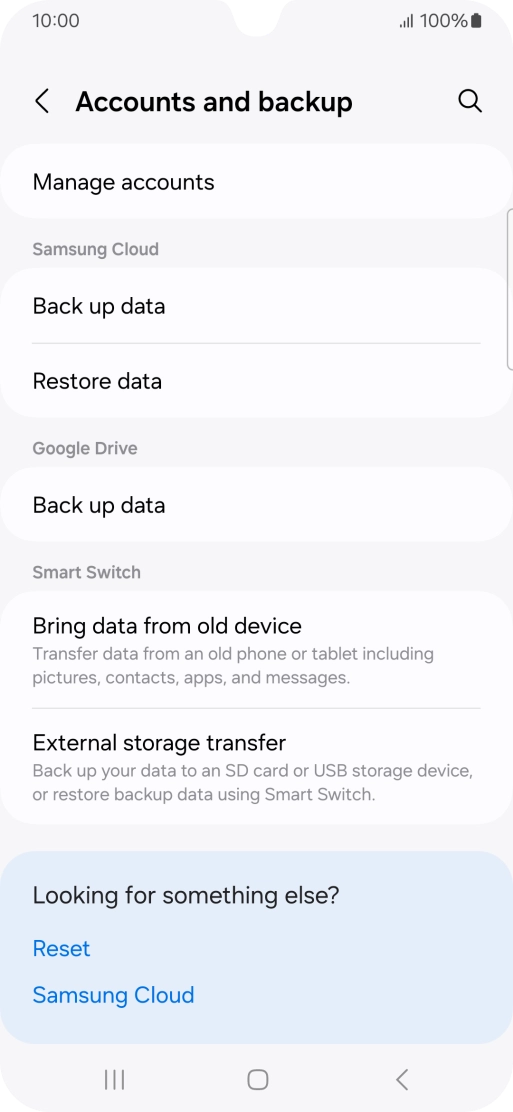 Press Manage accounts.