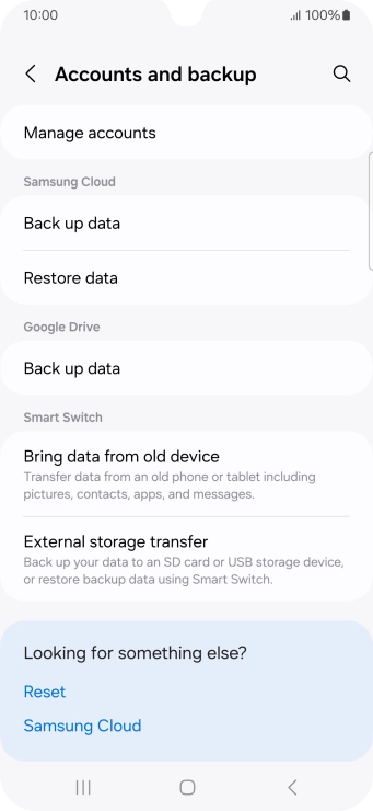 Press Manage accounts.