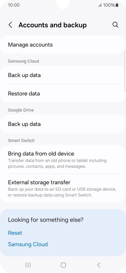Press Manage accounts.