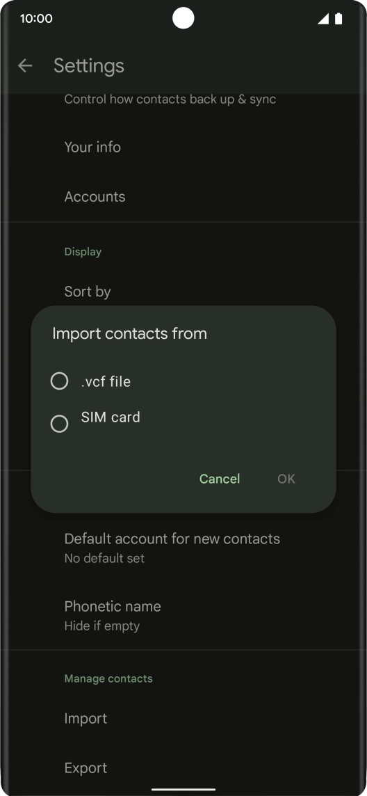 Press the name of the SIM.