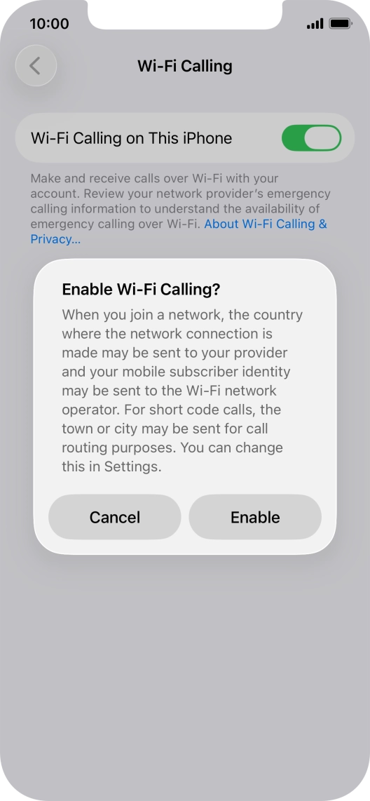 If you turn on the function, press Enable.