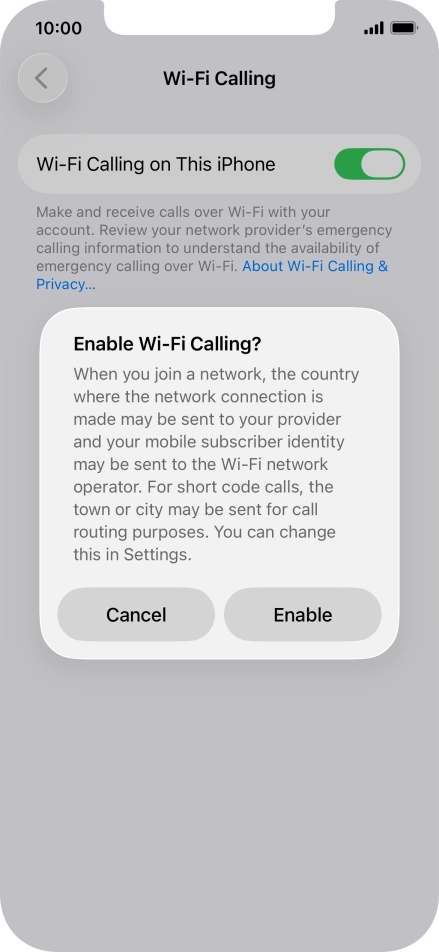 If you turn on the function, press Enable.