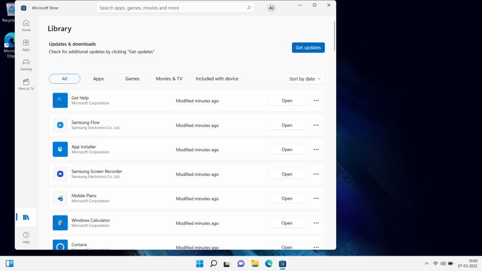 Click Get updates and wait while your apps are updated.