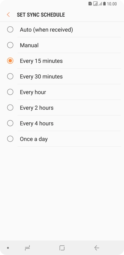 Press the required setting.