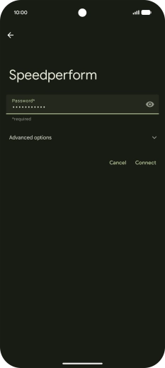Key in the password for the Wi-Fi network and press Connect.