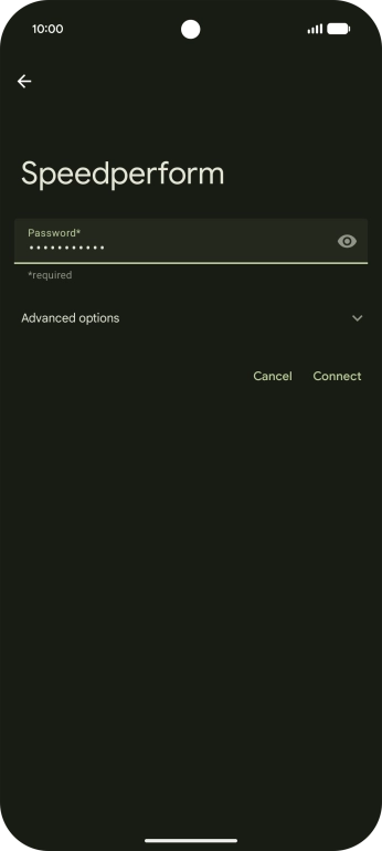 Key in the password for the Wi-Fi network and press Connect.