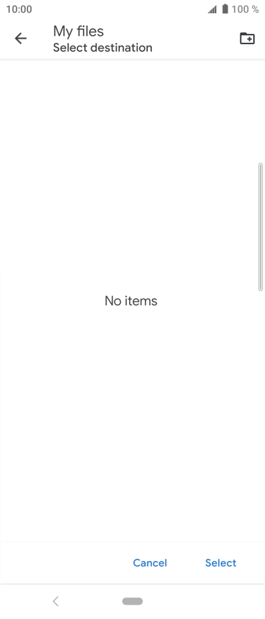 To create a new folder, press the new folder icon and follow the instructions on the screen to create a new folder.