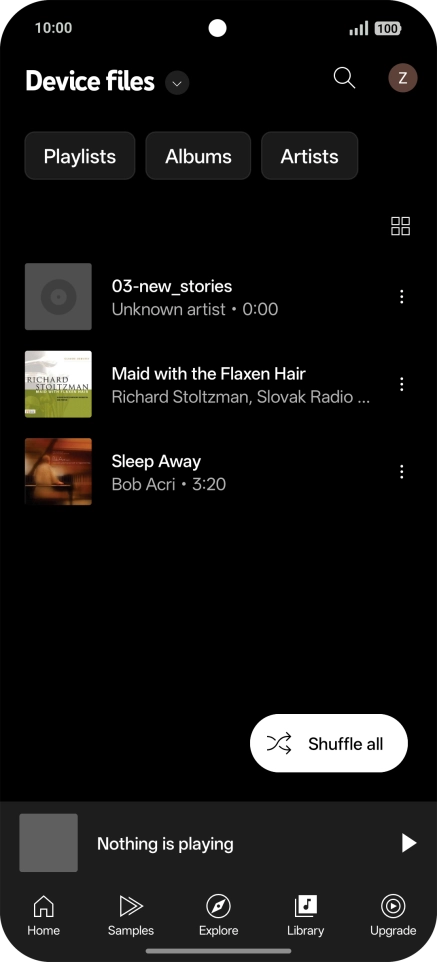 Press the required audio file.